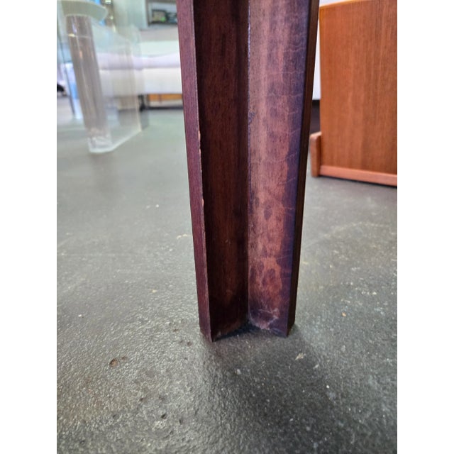 Brown Vintage Wood and Travertine Side Table For Sale - Image 8 of 8