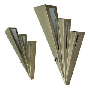 Pair of Authentic Art Deco Brass Skyscraper Wall Sconces