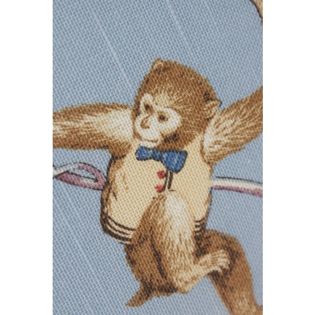Pair Jungle Boogie Monkey Toile Upholstered Wing Chairs For Sale - Image 14 of 14