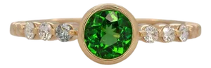 Tsavorite Garnet Ring With Earth-Mined Diamond Accents in Solid 14k Gold, Size 6.75