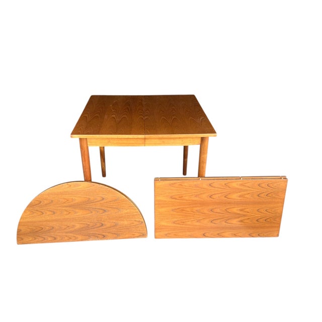 Brown Vintage Danish Modern Teak Dining Table With Carved Tapered Legs For Sale - Image 8 of 18
