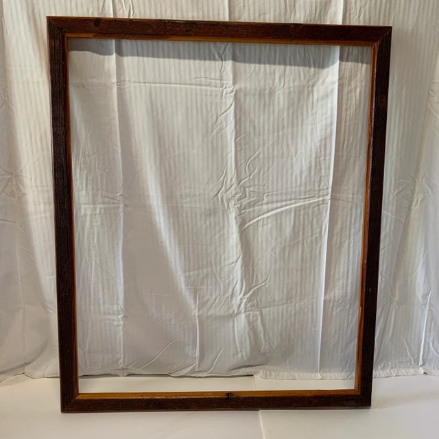 Burnt Umber Barn Wood Picture Frame 19th Century Salvage For Sale - Image 8 of 8