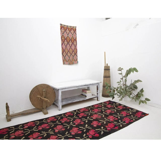 Vintage Pink & Black Kilim Runner For Sale In Los Angeles - Image 6 of 7