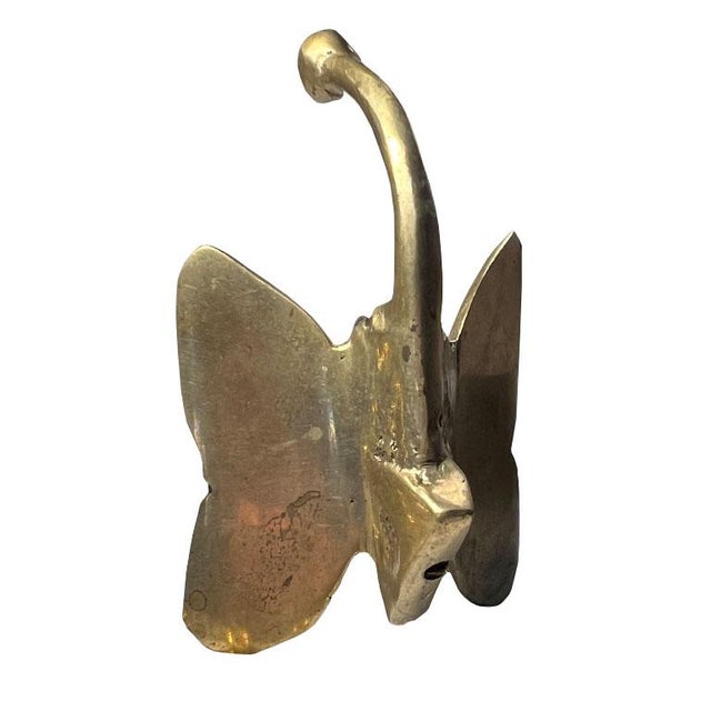 Mid-Century Modern Late 20th Century Brass Butterfly Wall Hook For Sale - Image 3 of 4