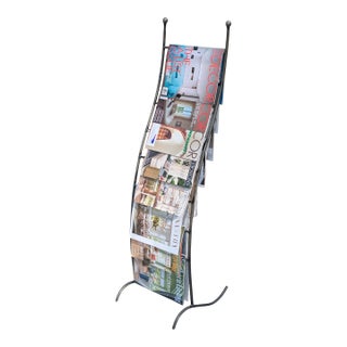 Vintage Postmodern Steel Wavy Magazine Rack Holder For Sale