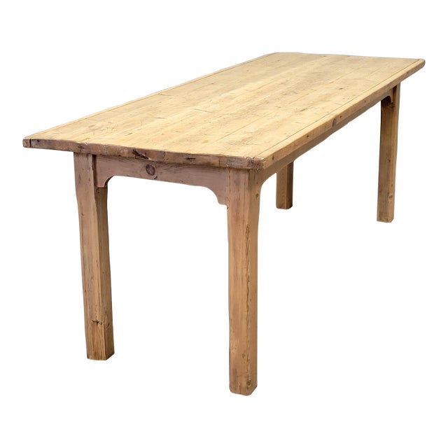 Antique Circa 1900 French Light / Bleached Pine Rustic Farmhouse Worktable Dining Table For Sale
