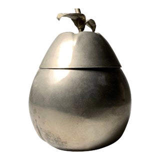 Large Italian Silver Plated Metal Pear Ice Cube Bucket Container For Sale