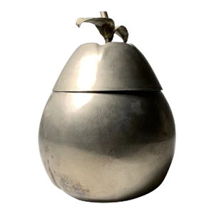 Large Italian Silver Plated Metal Pear Ice Cube Bucket Container