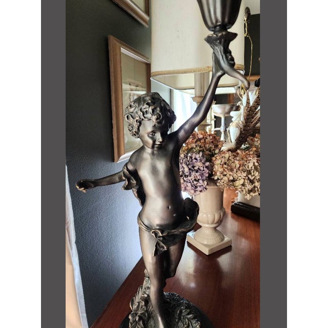 Metal 1990s Bronze Figurine Candle Holder For Sale - Image 7 of 7