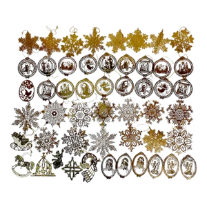 1960s Hollywood Regency Gold Filagree Christmas Ornaments - Set of 51