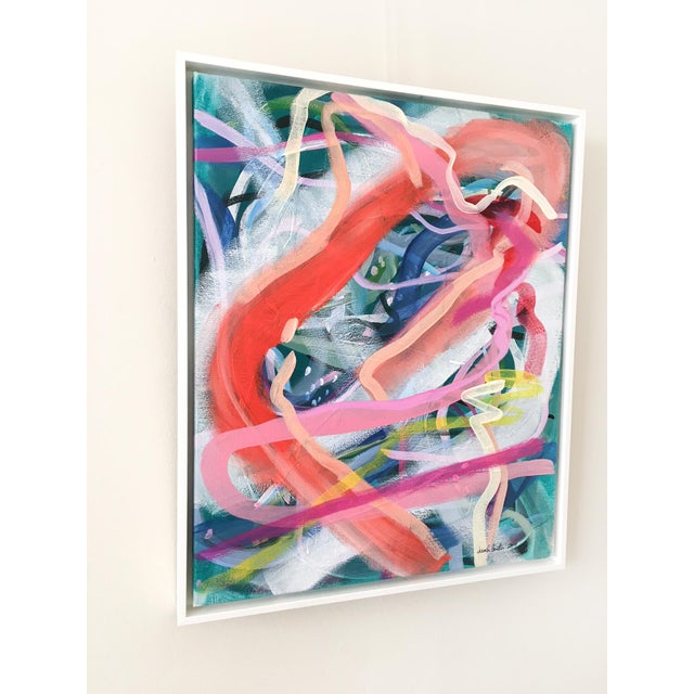 Original contemporary painting by Seattle artist Jessalin Beutler. Acrylic on stretched canvas with its own white floater...
