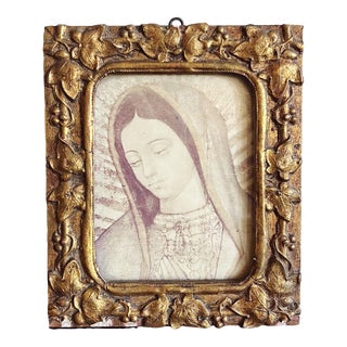 Antique Italian Gilt Frame With Madonna Print For Sale