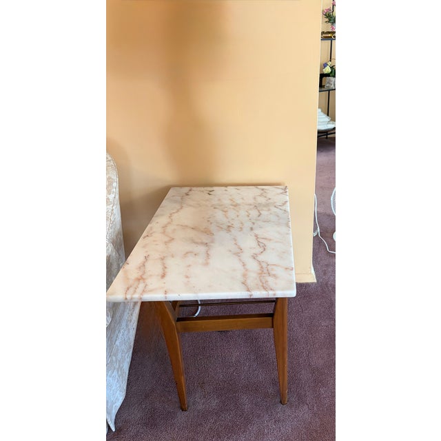 Stone Set of 2 - 1960s Mid-Century Modern Marble Top Side Tables For Sale - Image 7 of 8