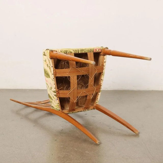 Set of Vintage Chairs in Beech with Fabric Seats, Italy, 1960s For Sale - Image 9 of 10