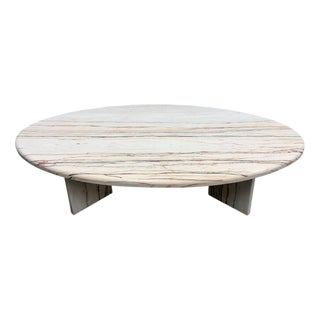 Oval Breccia Sarda Striato Marble Coffee Table, Italy, 1980s For Sale