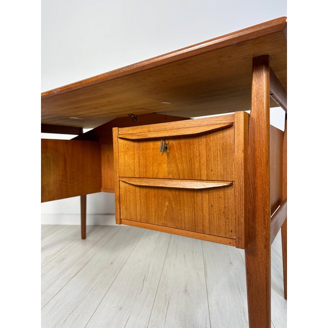 Wood Vintage Danish Teak Writing Desk, 1960s For Sale - Image 7 of 14