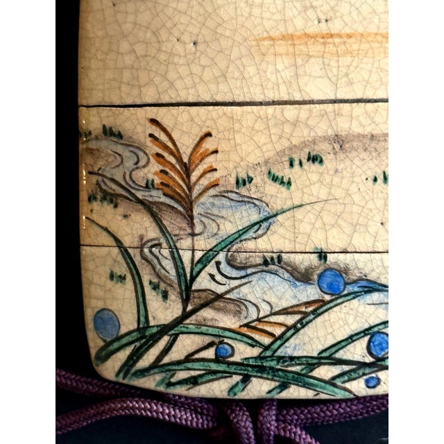Rare Japanese Ceramic Glazed Inro with Ojime and Netsuke Ogata Kenzan Edo Period For Sale In Atlanta - Image 6 of 14