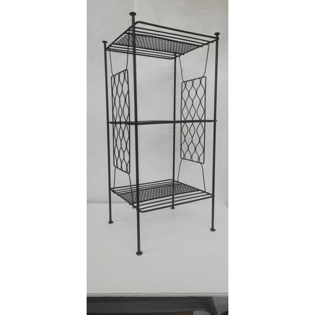 1960s 1960s Mid Century Modern Accent Table Mesh Metal Atomic 2 Shelf Stand For Sale - Image 5 of 8