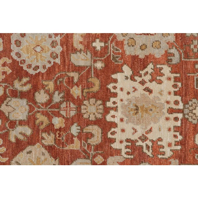 2010s Rug & Kilim’s Oushak Style Rug in Red Blue & Brown Floral Patterns For Sale - Image 5 of 7