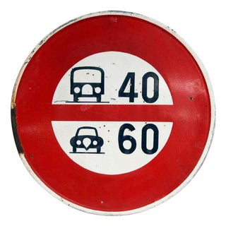 European Road Speed Sign For Sale