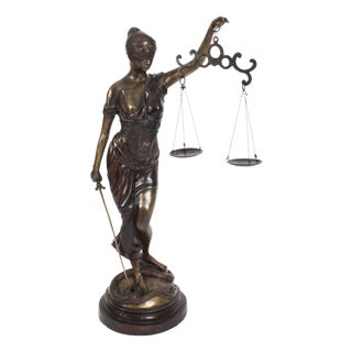 20th Century Bronze Lady Justice Statue For Sale