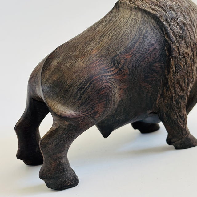 Brown Carved Ironwood Buffalo For Sale - Image 8 of 9