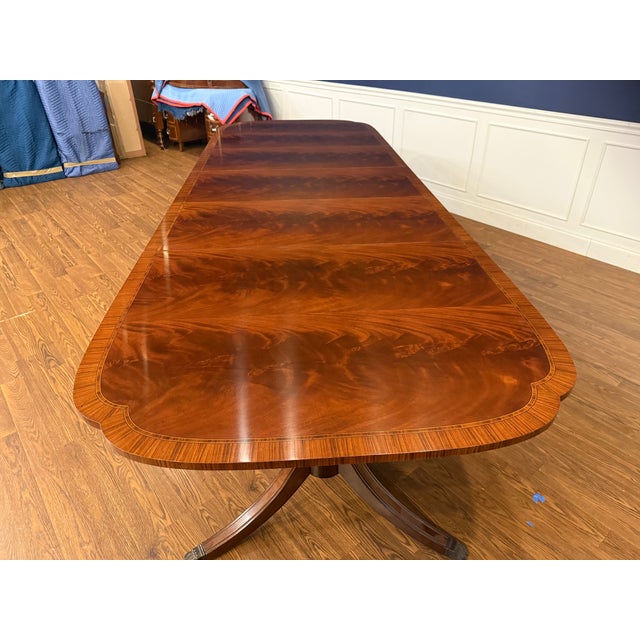 Wood Classic Scallop Cornered Mahogany Dining Table by Leighton Hall - Showroom Sample For Sale - Image 7 of 14
