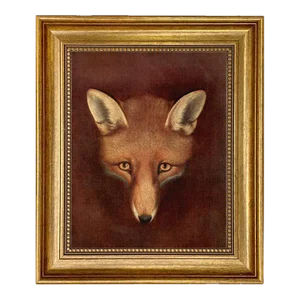 "Fox Head" Oil Painting Print on Canvas in Antiqued Gold Frame by Reinagle