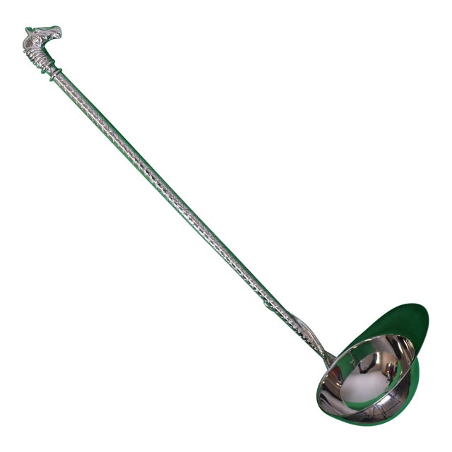 Silver Plated Jockey Cap Soup Ladle W/ Crop Handle & Horse-Head Finial ...