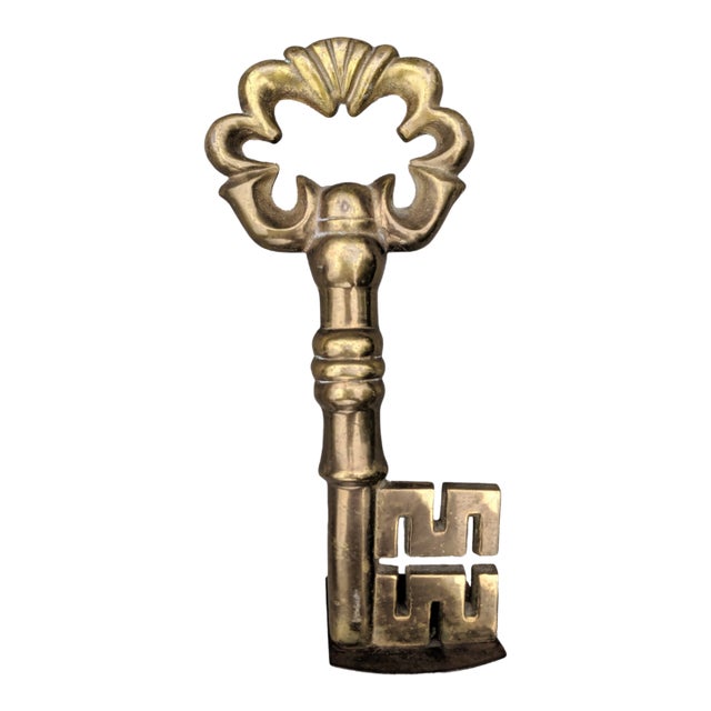 Vintage Large Brass Skeleton Key Doorstop For Sale