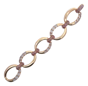 Moonstone Pink Sapphire 18k Rose Gold Chain Bracelet