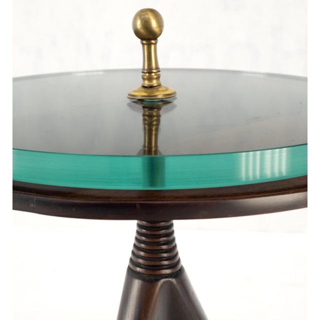 Tripod Legs Base Thick Glass Top Round Butler Serving Side End Table