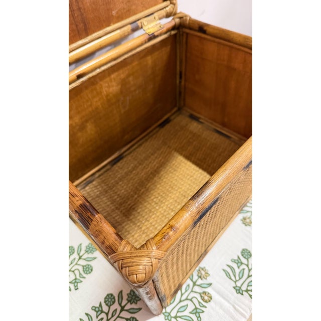 Vintage Tortoiseshell Bamboo and Rattan Storage Box For Sale - Image 12 of 14