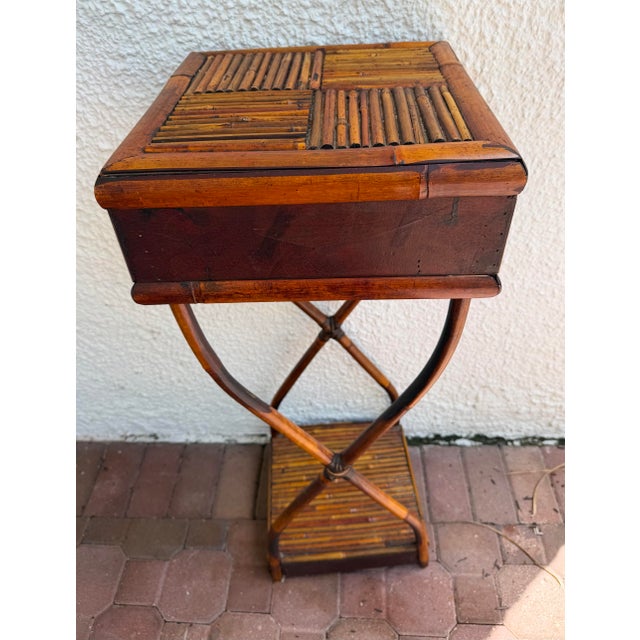 Vintage Bamboo and Rattan Plant Stand/ Side Table For Sale In Miami - Image 6 of 11