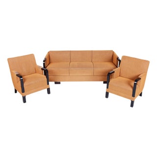 Czech Art Deco Seating Set, J. Halabala, Up Závody, Beech, Oak, Czech, 1930s, 1920s, Set of 3 For Sale