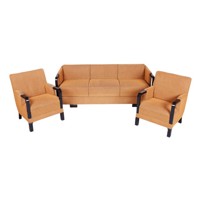 Czech Art Deco Seating Set, J. Halabala, Up Závody, Beech, Oak, Czech, 1930s, 1920s, Set of 3 For Sale