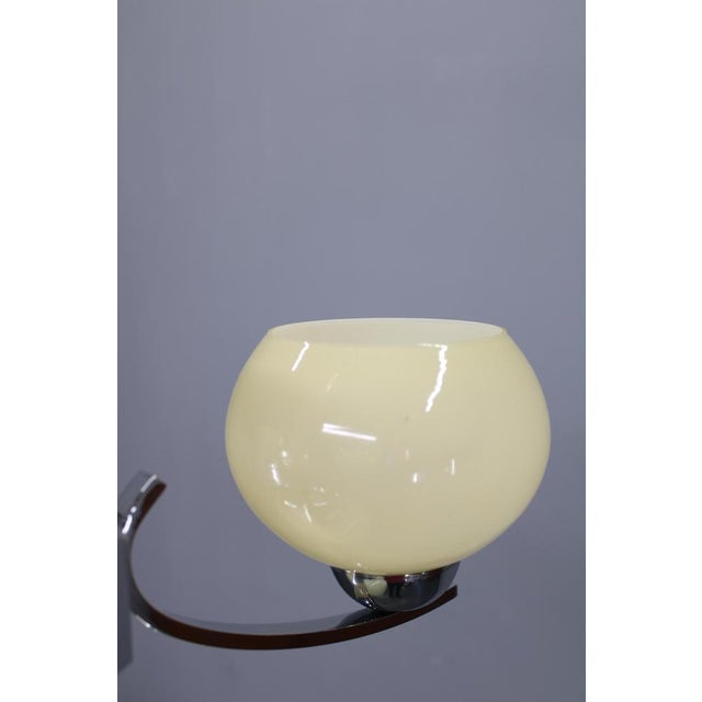 Metal Art Deco Chandelier in Chrome and Champagne Glass, Czechoslovakia, 1930s For Sale - Image 7 of 11
