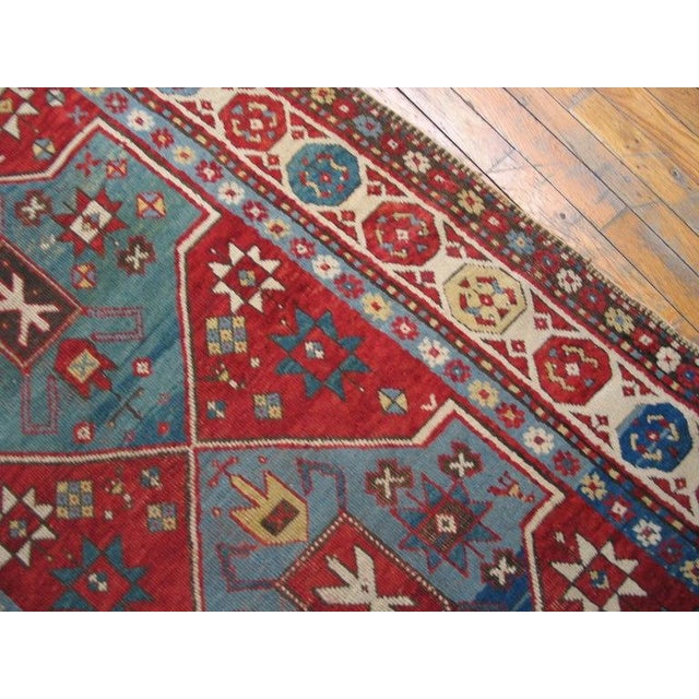 Antique Late 19th Century Tribal Geometric Caucasian Kazak Red Runner Rug For Sale - Image 9 of 9