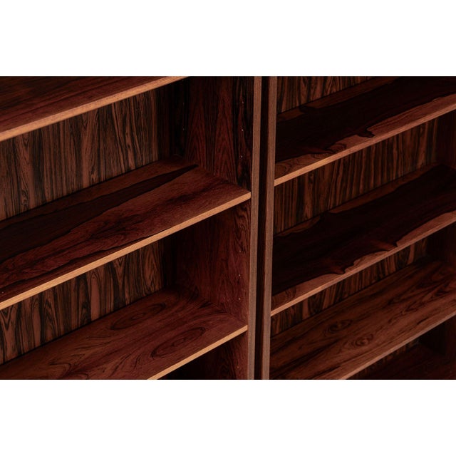 Pair of Mid Century Scandinavian Modern Tall Rosewood Bookcases For Sale - Image 11 of 18