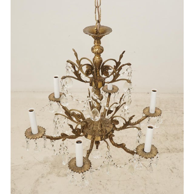 Spanish Rococo Revival Gilt Crystal Chandelier For Sale - Image 10 of 12