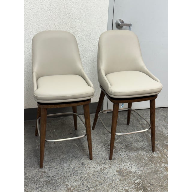 Contemporary Interlude Home Harper Swivel Counter Stools, Pair For Sale - Image 3 of 12