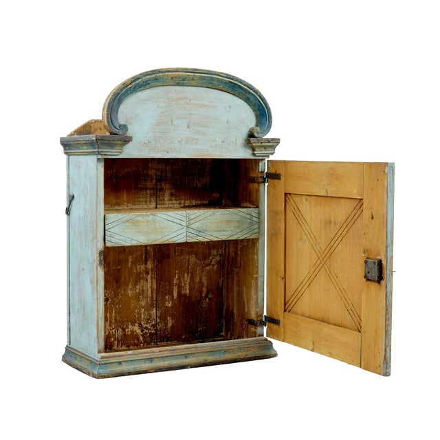 Finnish 19th Century Painted Pine Wall Cupboard, 1860 For Sale - Image 6 of 8