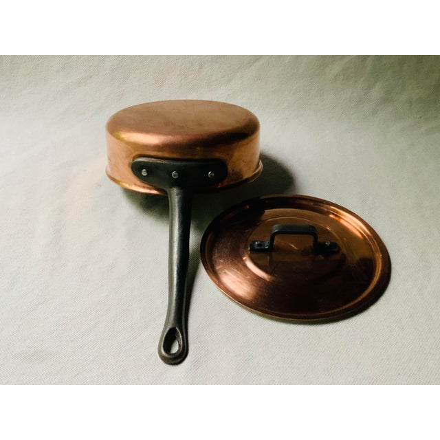 Baumalu French Tinned Copper Sauté Pan with Lid, Cast Iron Handle, Made in Alsace, France, 6.75" Diameter, 1 Quart We...