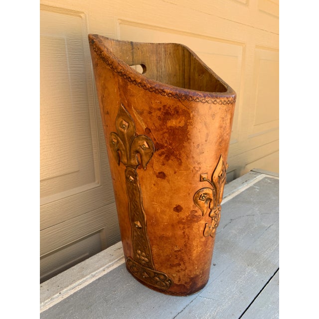 Mid 19th Century 19th-Century French Leather-Wrapped Grain Bin or Umbrella Stand For Sale - Image 5 of 11