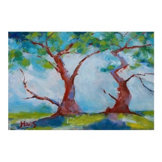 Twisted Cypress, Expressionist Oil Painting For Sale