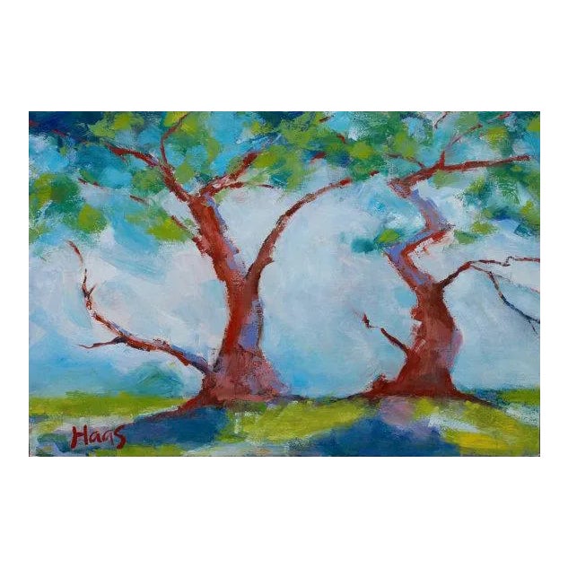 Twisted Cypress, Expressionist Oil Painting by L Haas For Sale