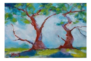 Twisted Cypress, Expressionist Oil Painting by L Haas