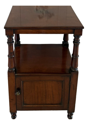 Antique English Victorian Mahogany Bedside Cupboard, 1860s