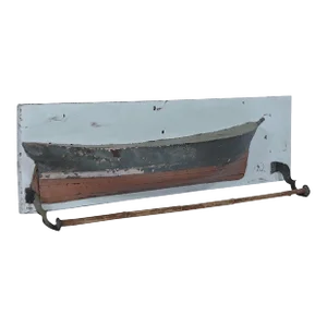 1970s Wooden Ship's Half Hull Shelf or Towel Rod