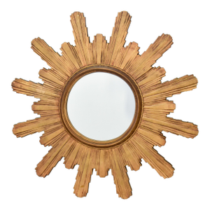 Large Vintage Spanish Wood Framed Sunburst Mirror